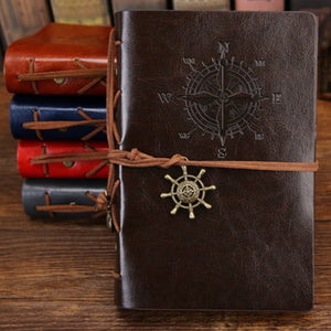 Retro Vintage Leather Cover Notebook Blank Diary Pirate Design Paper Note Book Replaceable Traveler Notepad Stationery Suppl