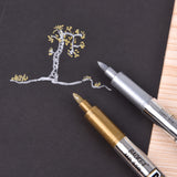 6 Pcs DIY Metal Waterproof Permanent Paint Marker Pens Sharpie Gold and Silver 1.5mm Student Supplies Craftwork Pen Art painting